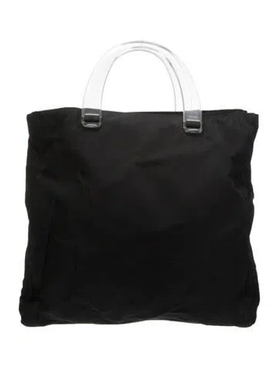 Pre-owned Prada Tessuto Lucite Tote Bag In Black