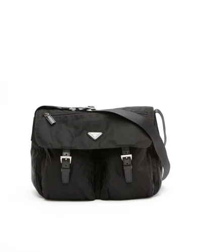 Prada Tessuto Messenger Bag In Gray