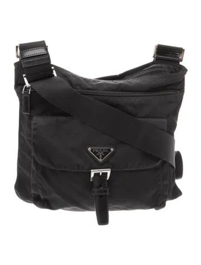 Pre-owned Prada Tessuto Messenger Bag In Black