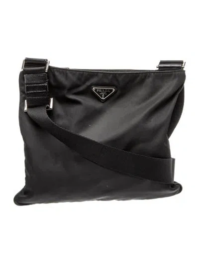 Pre-owned Prada Tessuto Messenger Bag In Black