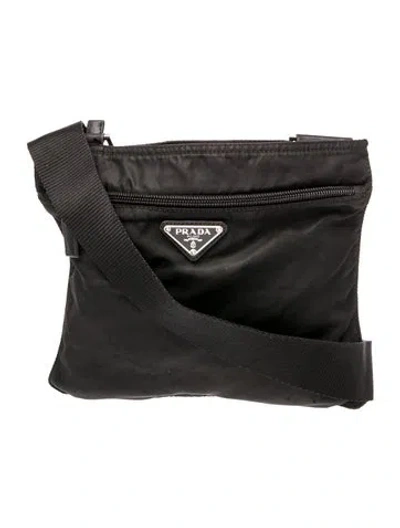 Pre-owned Prada Tessuto Messenger Bag In Black