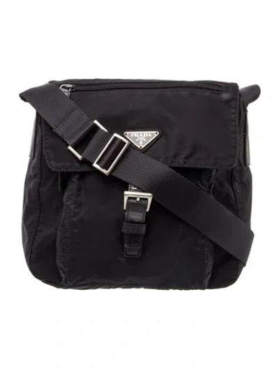 Pre-owned Prada Tessuto Messenger Bag In Black