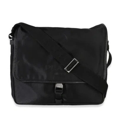 Pre-owned Prada Tessuto Messenger In Black