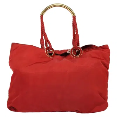 Pre-owned Prada Tessuto Metallo Nylon Tote Bag () In Red