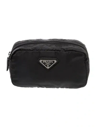 Pre-owned Prada Tessuto Mini Cosmetic Pouch In Black