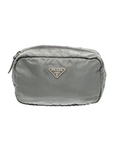 Pre-owned Prada Tessuto Mini Cosmetic Pouch In Gray