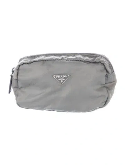 Pre-owned Prada Tessuto Mini Cosmetic Pouch In Grey