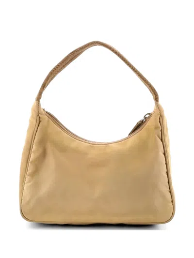 Pre-owned Prada Tessuto Mini Hobo Bag In Neutral