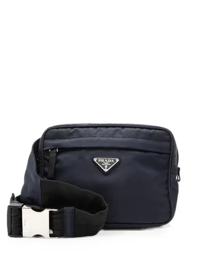 Pre-owned Prada Tessuto Montagna Belt Bag In Blue