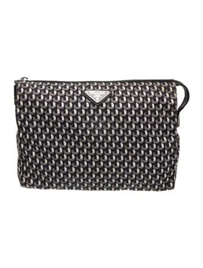 Pre-owned Prada Tessuto Necessaire Cosmetic Pouch In Black