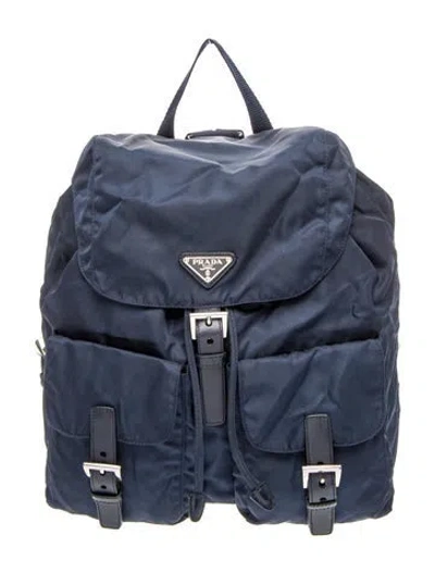 Pre-owned Prada Tessuto Nylon Backpack In Blue