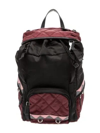 Pre-owned Prada Tessuto Nylon Backpack In Burgundy