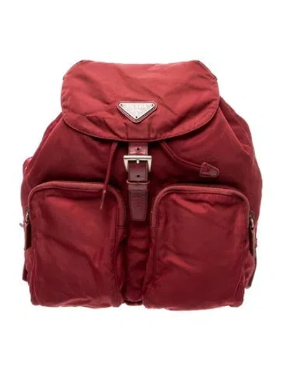 Pre-owned Prada Tessuto Nylon Backpack In Burgundy
