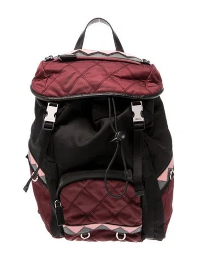 Pre-owned Prada Tessuto Nylon Backpack In Burgundy