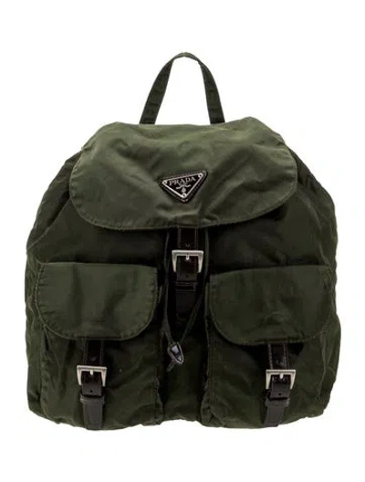 Pre-owned Prada Tessuto Nylon Backpack In Green