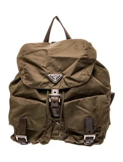 Pre-owned Prada Tessuto Nylon Backpack In Green