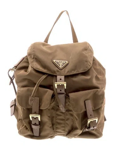 Pre-owned Prada Tessuto Nylon Backpack In Green