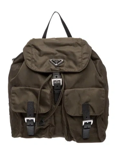 Pre-owned Prada Tessuto Nylon Backpack In Green