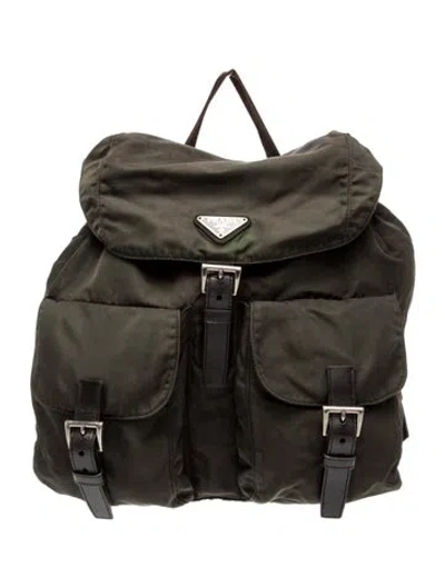 Pre-owned Prada Tessuto Nylon Backpack In Green