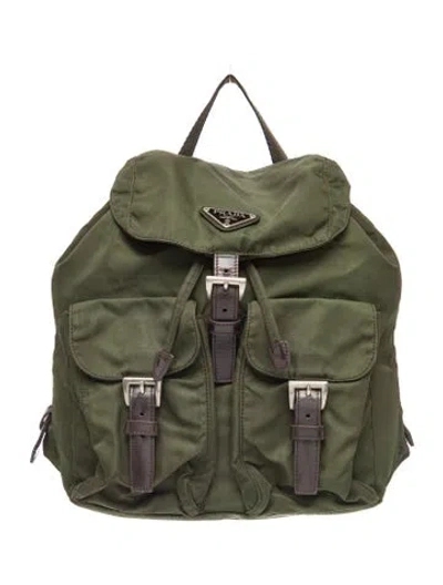 Pre-owned Prada Tessuto Nylon Backpack In Green