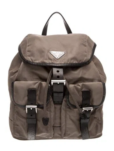 Pre-owned Prada Tessuto Nylon Backpack In Grey