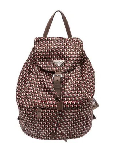 Pre-owned Prada Tessuto Nylon Backpack Medium In Brown