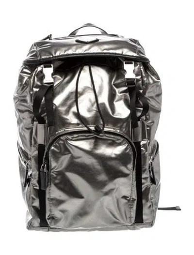 Pre-owned Prada Tessuto Nylon Backpack In Metallic/silver