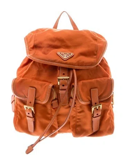 Pre-owned Prada Tessuto Nylon Backpack In Orange