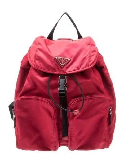 Pre-owned Prada Tessuto Nylon Backpack In Red