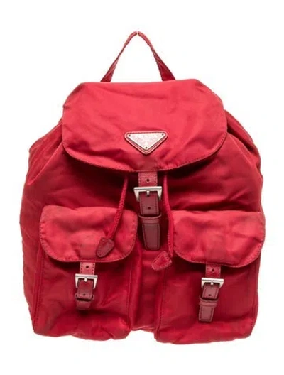 Pre-owned Prada Tessuto Nylon Backpack In Red