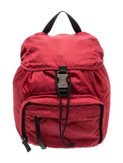 Pre-owned Prada Tessuto Nylon Backpack In Red