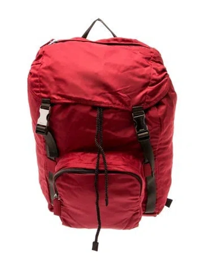 Pre-owned Prada Tessuto Nylon Backpack In Red