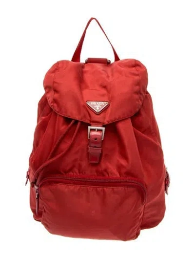 Pre-owned Prada Tessuto Nylon Backpack In Red