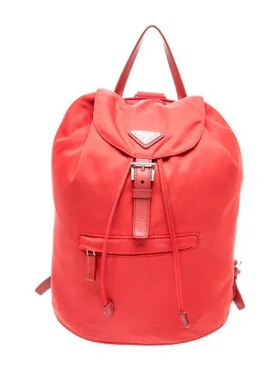 Pre-owned Prada Tessuto Nylon Backpack In Red