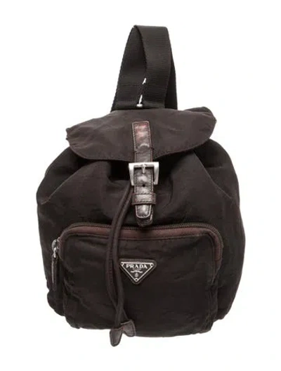 Pre-owned Prada Tessuto Nylon Backpack Vintage In Brown