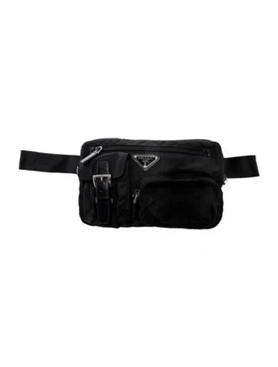 Pre-owned Prada Tessuto Nylon Belt Bag In Black