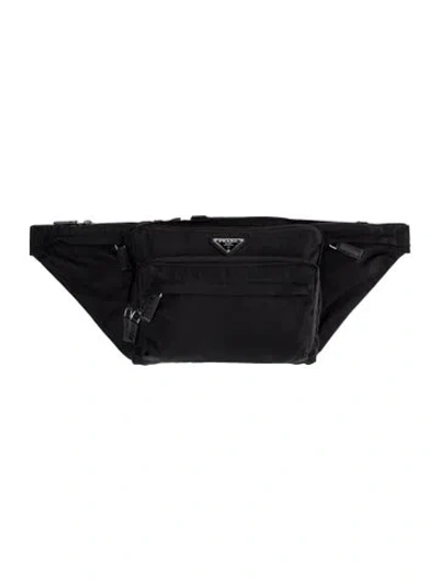 Pre-owned Prada Tessuto Nylon Belt Bag In Black