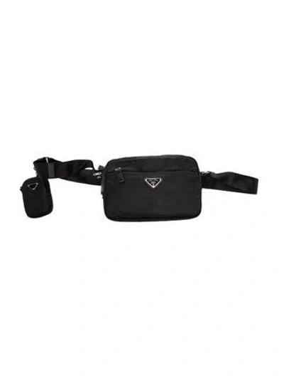 Pre-owned Prada Tessuto Nylon Belt Bag In Black