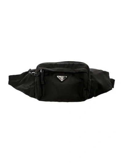 Pre-owned Prada Tessuto Nylon Belt Bag In Black