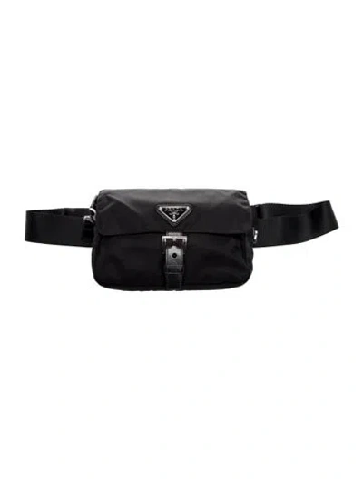 Pre-owned Prada Tessuto Nylon Belt Bag In Black