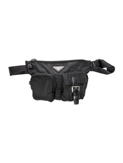 Pre-owned Prada Tessuto Nylon Belt Bag In Black