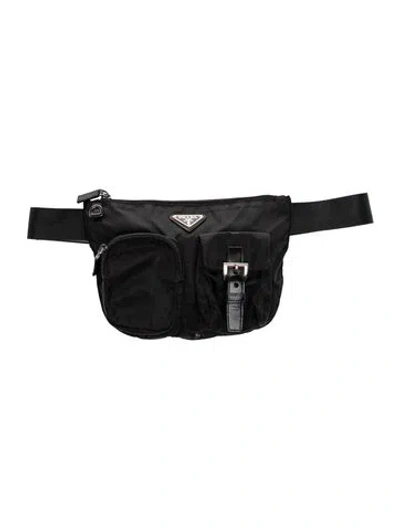 Pre-owned Prada Tessuto Nylon Belt Bag In Black