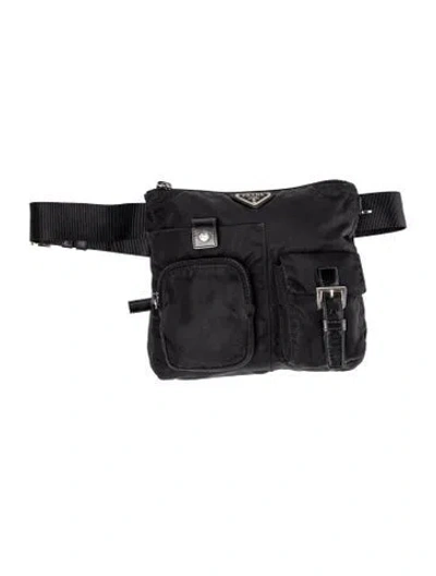 Pre-owned Prada Tessuto Nylon Belt Bag In Black