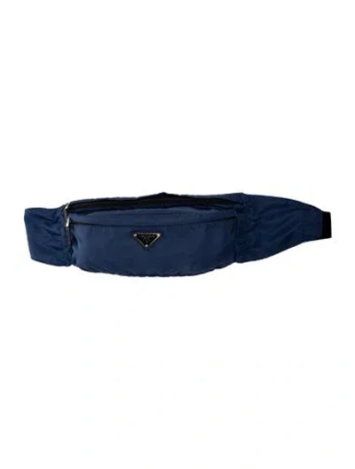 Pre-owned Prada Tessuto Nylon Belt Bag In Blue