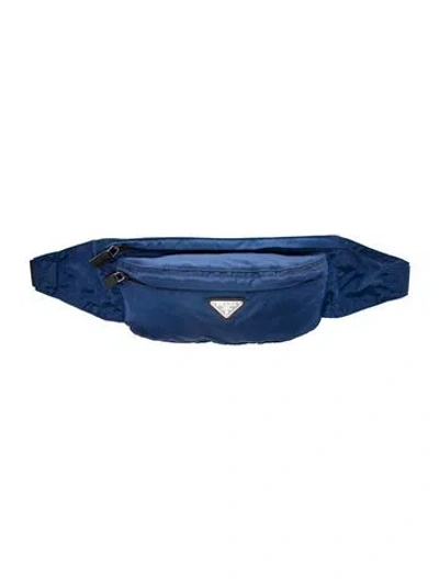 Pre-owned Prada Tessuto Nylon Belt Bag In Blue