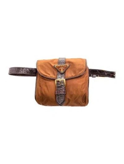 Pre-owned Prada Tessuto Nylon Belt Bag In Brown