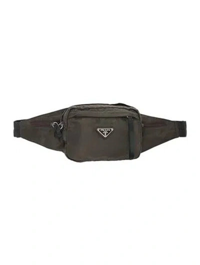 Pre-owned Prada Tessuto Nylon Belt Bag Vintage In Green
