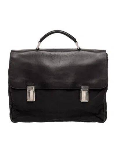 Pre-owned Prada Tessuto Nylon Briefcase In Black