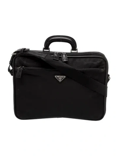 Pre-owned Prada Tessuto Nylon Briefcase In Black