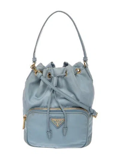 Pre-owned Prada Tessuto Nylon Bucket Bag In Blue